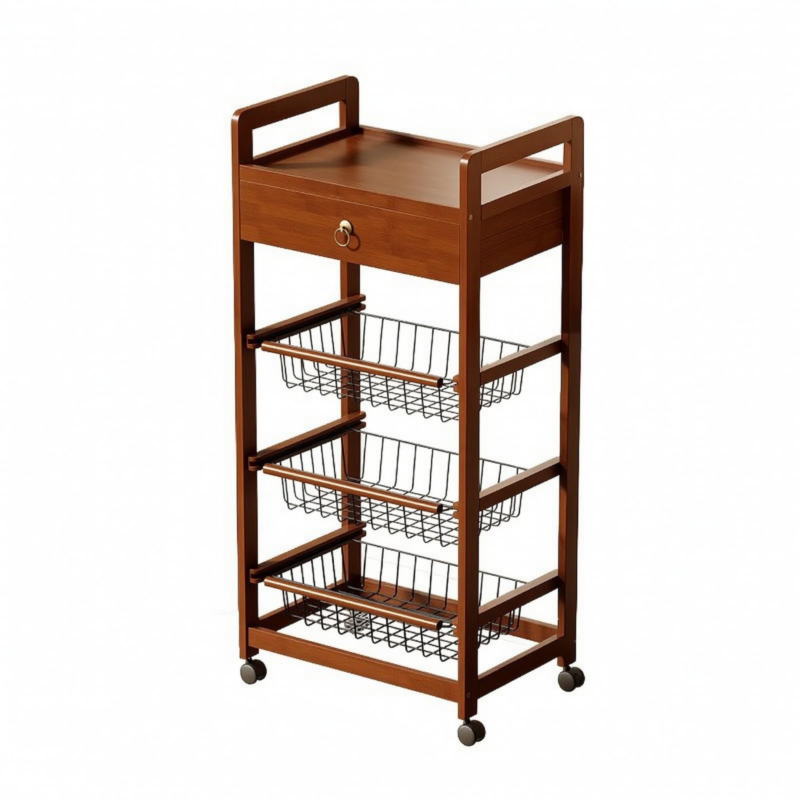Organizador Cocina con Ruedas Estrecho Estantería con Ruedas Estable Mueble para, Grande, con Cajón, 43cm De Largo, Altura 95cm