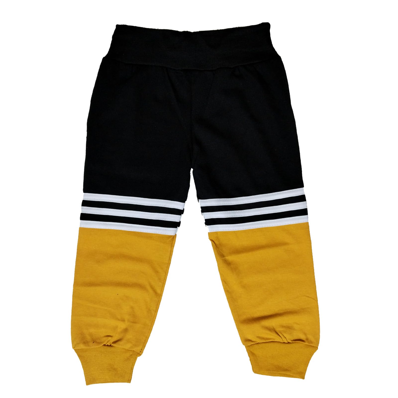 Kids Unisex - Girls and Boys Solid Cotton Track Pants (12-24 Months, Green-Mustard) Pack of 2 3