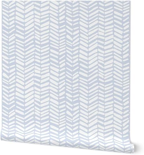 Papel tapiz autoadhesivo de 3 x 2 pies  Ilustración de espiga de cheurón pálido, triángulos azules, papel tapiz extraíble personalizado por