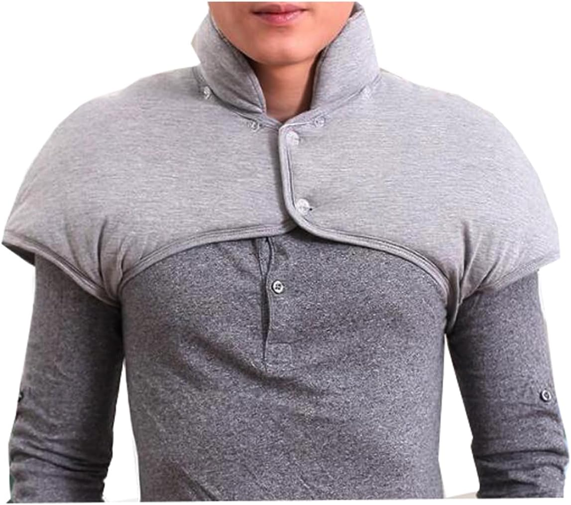 Men Thicken Shoulder Warmer, Pads Neck Shoulder Vest Cover Sleeveless Jacket Shoulder Warmers Wrap for Winter, Grey