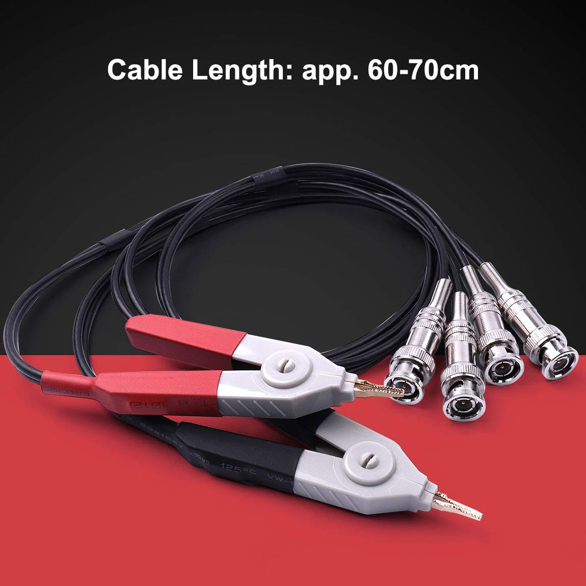 ATOPLEE 2pcs LCR Meter Test Leads Lead Clip Cable Terminal Probe Wires,with 4 BNC Electrician Test Leads Kit,Digital Electrical Test Probes Set for LCR Meter Multimeter