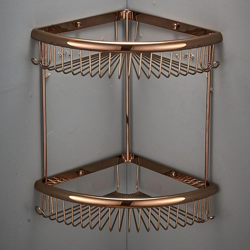 Bathroom Shelf 2 Tier Shower Baskets Bathroom Caddy Corner Shelves Brass Shower Rack With Hook Shampoo Holder Bath