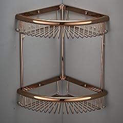 Bathroom Shelf 2 Tier Shower Baskets Bathroom Caddy Corner Shelves Brass Shower Rack With Hook Shampoo Holder Bath
