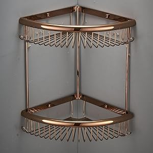 Bathroom Shelf 2 Tier Shower Baskets Bathroom Caddy Corner Shelves Brass Shower Rack With Hook Shampoo Holder Bath