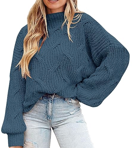 PRETTYGARDEN Women's Fall Oversized Pullover Sweaters Casual Crewneck Long Sleeve Chunky Cable Knit Tops Winter Clothing