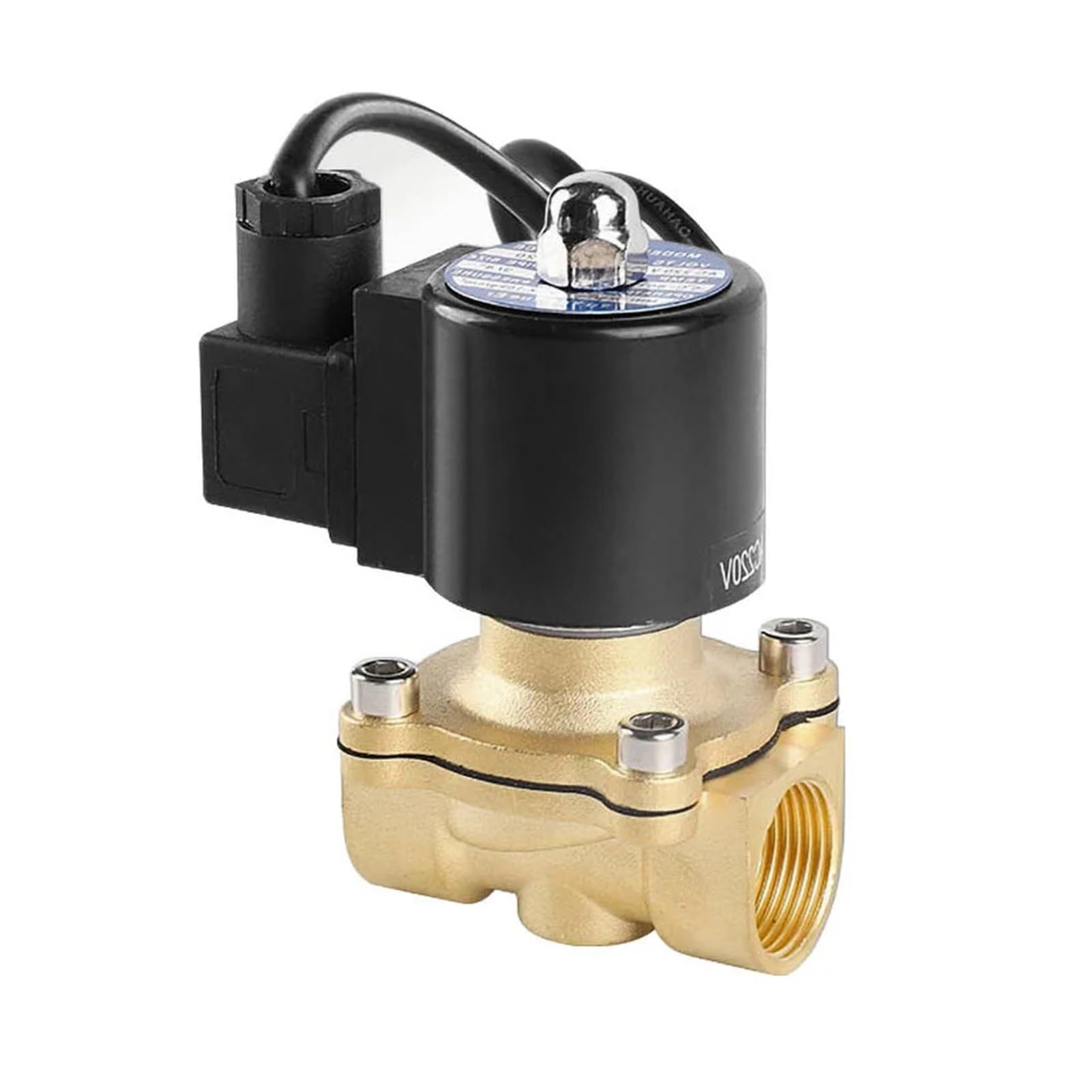 Électrovanne 3/4" en laiton normalement fermée AC220V DC24V 12V étanche pour eau