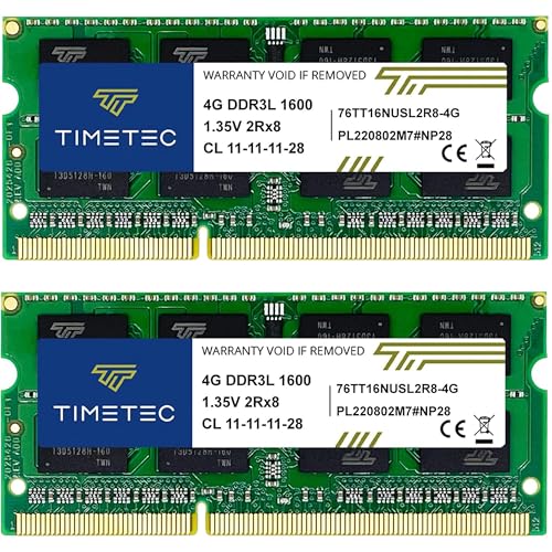 Image of Timetec Hynix IC 8GB Kit (2x4GB) DDR3L SODIMM for Intel NUC Kit /Mini PC /HTPC /NUC Board 1600MHz PC3L-12800 Non ECC Unbuffered 1.35V CL11 2Rx8 Dual Rank 204 Pin Memory RAM Module Upgrade