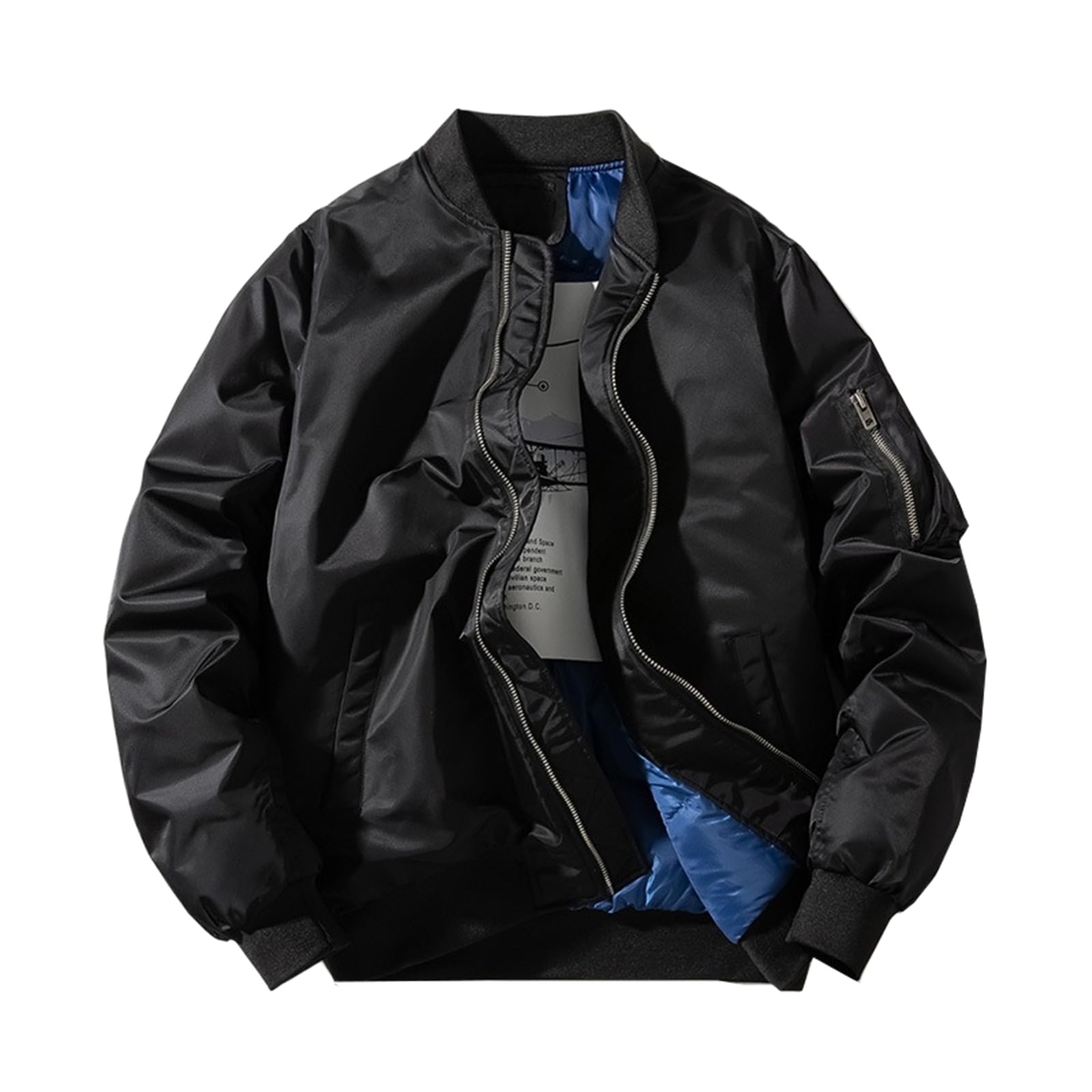 Spring Air Force Pilot Jacket for Men - Down Cotton Jacket for Women's Baseball Jacket for Couples-Black Thick-Small