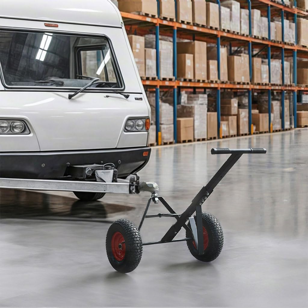 Trailer Dolly with 2" Hitch Ball, 1000 lbs Capacity, Heavy-Duty Steel Frame with Hammer-Tone Finish, Wide Wheelbase & 13" Flat-Free Tires – Lawn Tractor, RV, Boat, and Utility Trailer Mover Dolly