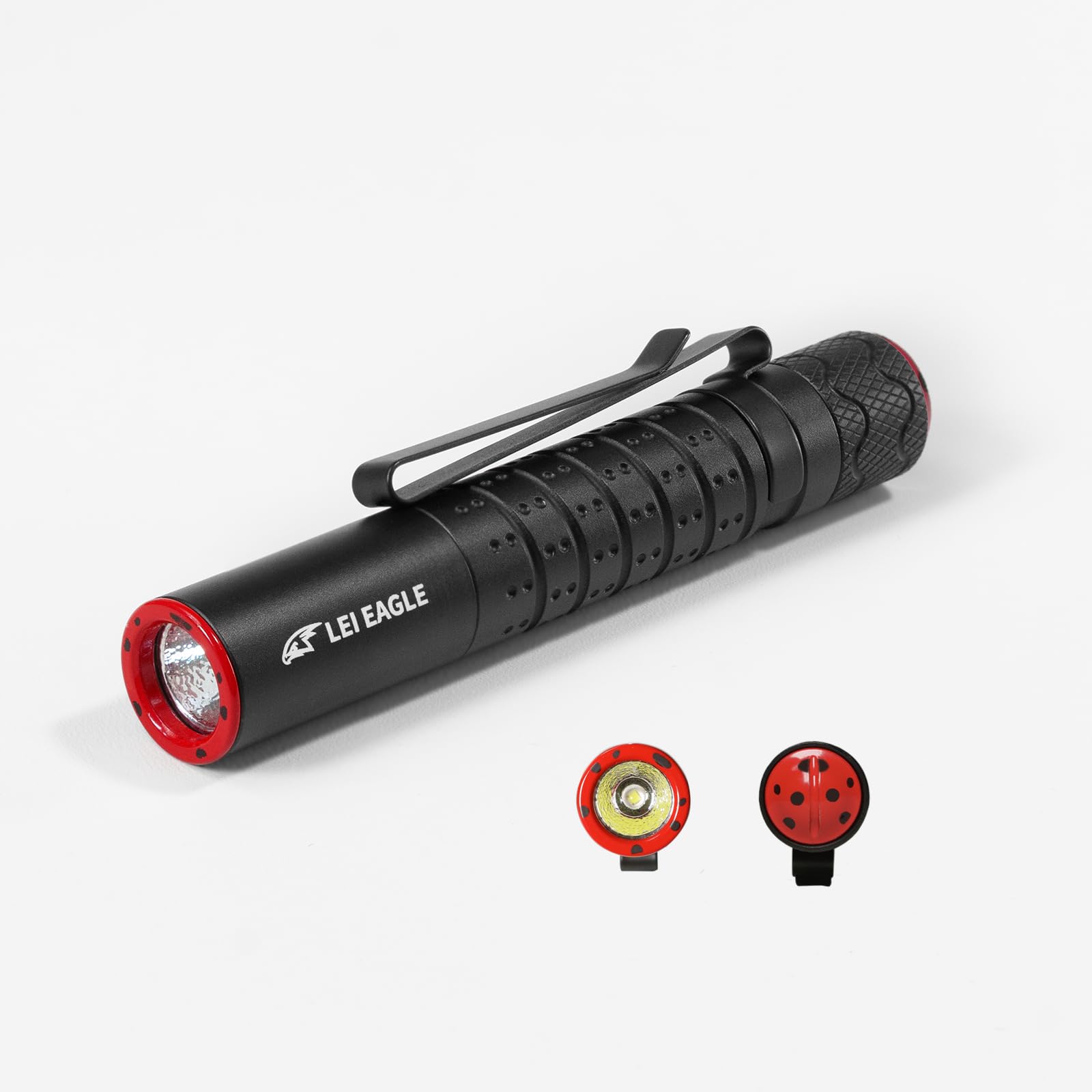 LEI EAGLE ZZ Seven Star Beetle EDC flashlight, ultra compact LED100 lumens, equipped with AAA alkaline battery, mini tactical flash, two-way Pen clip, suitable for daily carrying (black)