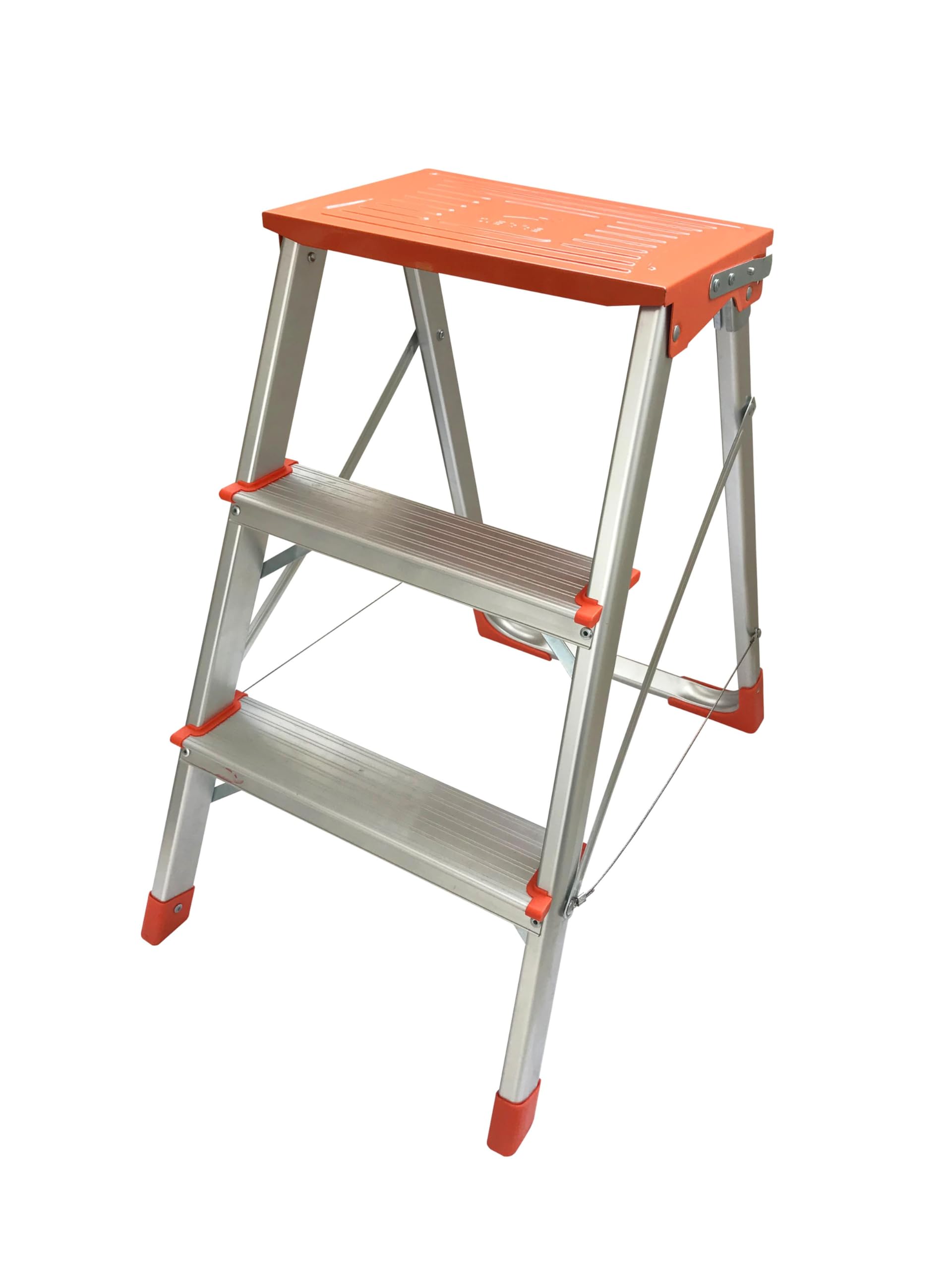 GIERRE Scaletta 3 Gradini Pieghevole 87H x 43 cm Apertura e Bloccaggio Facile Scala Pieghevole Salvaspazio Con Ampia Superficie d'appoggio Piedini Antiscivolo in Plastica