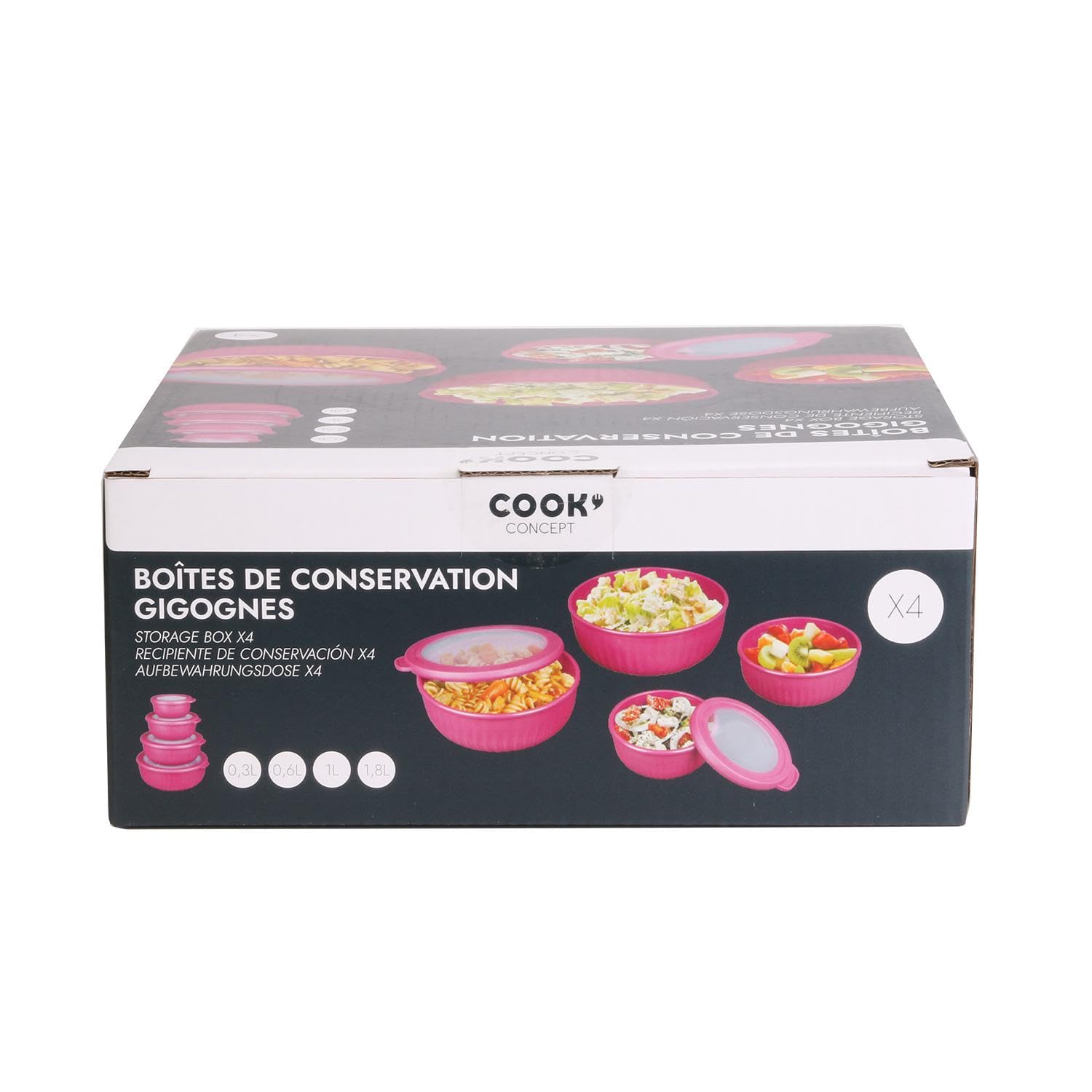 COOK CONCEPT — Set mit 4 flachen Aufbewahrungsboxen — Maße: 23,5 x 22,5 x 9 cm