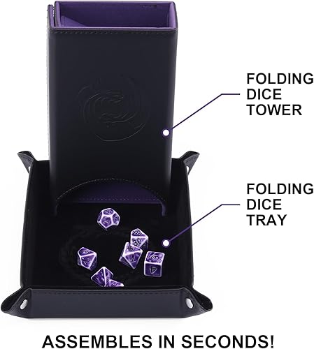 Miniatura 8 de Bandeja de dados DND y torre de dados con almacenamiento, bandeja rodante de dados 3 en 1 con tapa, almacenamiento de caja de dados portátil,