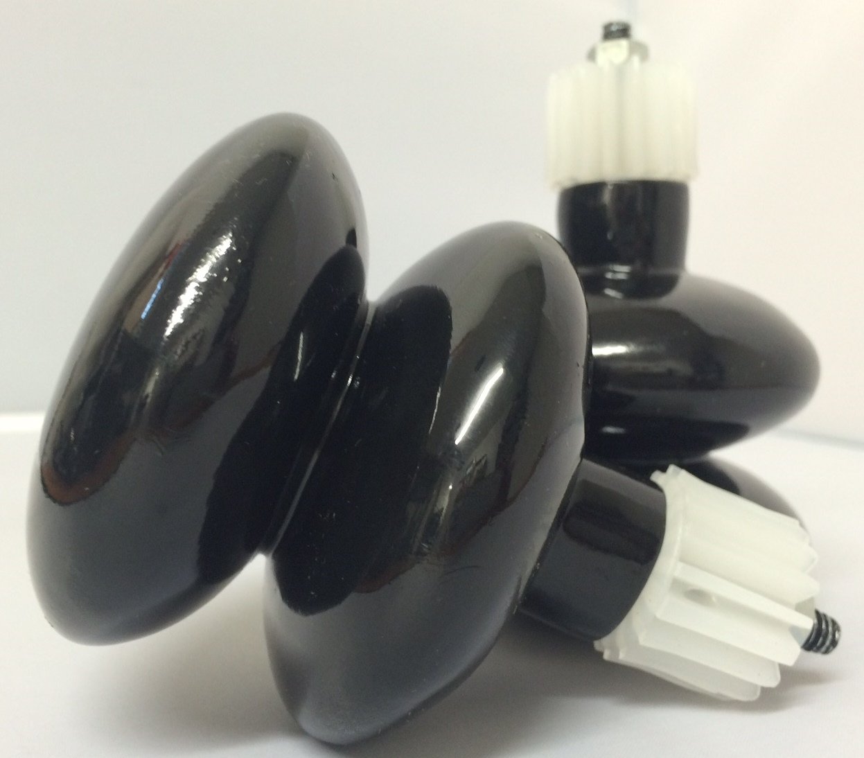 Pair of Modern Black Glass Effect Double Curtain Finials by Inspire