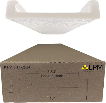 4ft Wrap Around Light Cover Diffuser 10"" W x 2"" H x 47 13/16 L with White End Caps Between Hook = 7 3/4"" TF-253A, Clear Prismatic