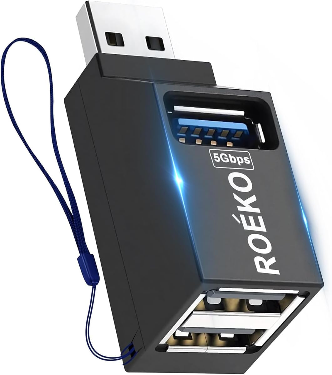 Double répartiteur de port USB, adaptateur hub USB 3.0 avec port multi-USB, adaptateur convertisseur 2 en 1 de charge et transfert de données haute vitesse pour imprimante, disque dur mobile, clavier