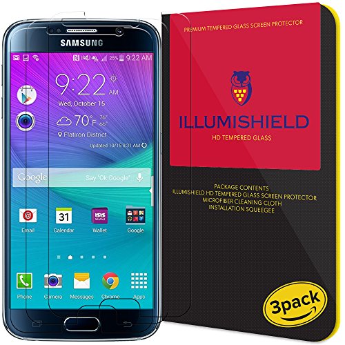 ILLUMISHIELD Glass Screen Protector Compatible with Samsung Galaxy S6 (2-Pack) Anti-Scrach, Case Friendly and No-Bubble Clear Tempered Glass