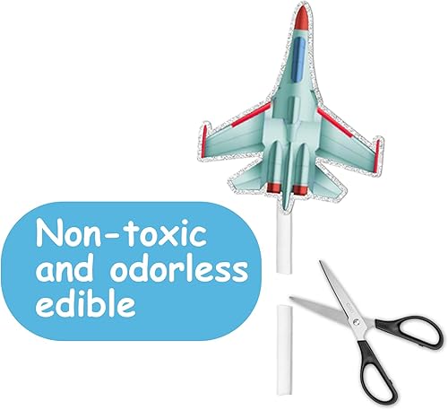 Miniatura 5 de 18 piezas de decoración de postre con purpurina azul, suministros de decoración temática de transporte de avión de la Fuerza Aérea, suministros de