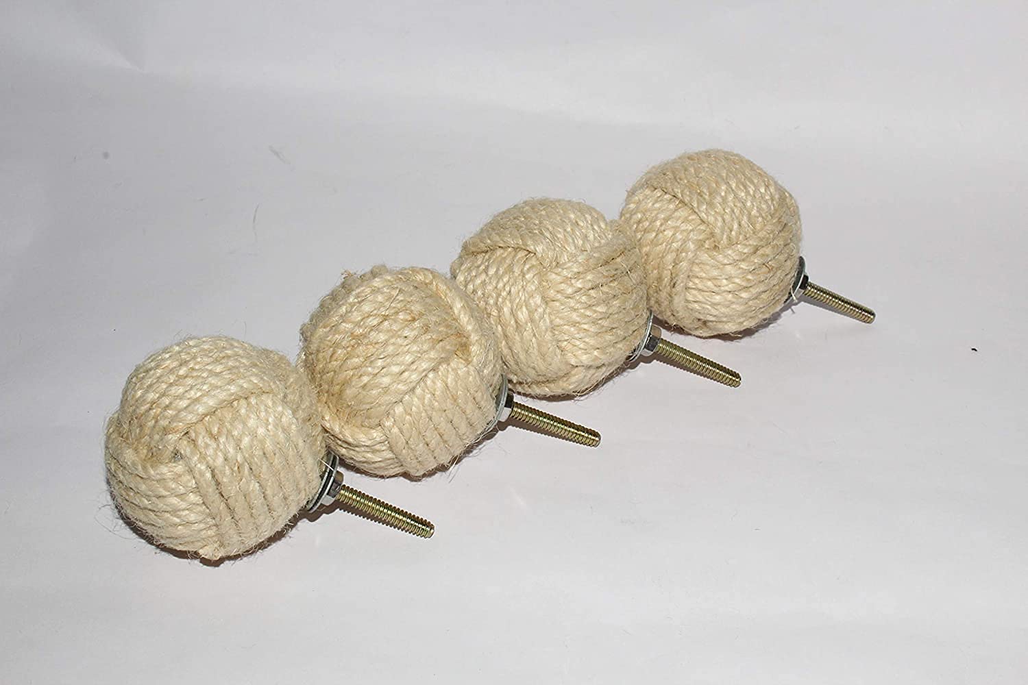 AnNafi Cabinet Knobs Full Knott Jute | Rope Doorknobs Nautical Twisted