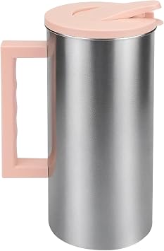 Metal Water Pitcher - 1.8L Stainless Steel Beverage Jug with Lid for Iced Tea, Juice, Milk, Drink Container