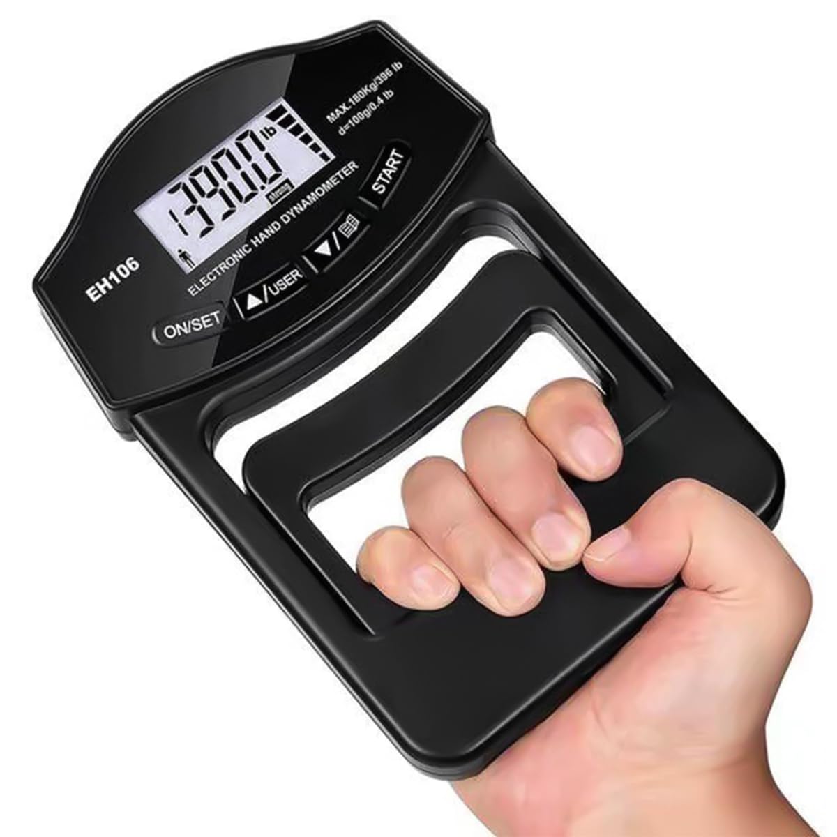 Dinamómetro de Mano Digital Probador de Fuerza de Agarre 396 Libras USB Recargable Pantalla LCD