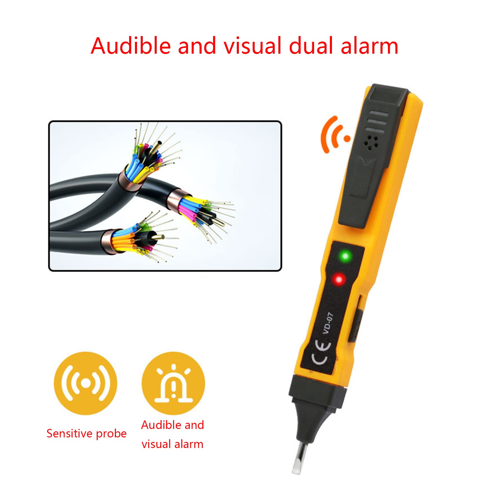 NGCG Pocket Voltage Tester - Electric Tester Pen - Live Wire Voltage Detector - 70-250VAC - Orange