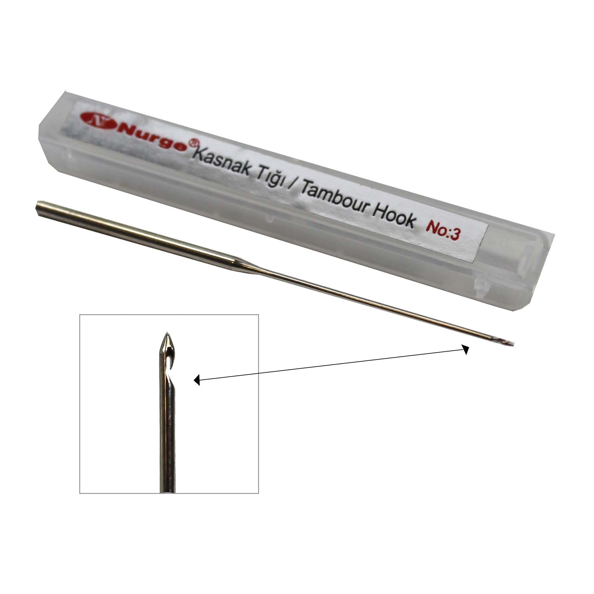 Nurge Silver Tambour Hook Spare Needles For Bead Embroidery Chain Stitch Beading No.3~0.90Mm