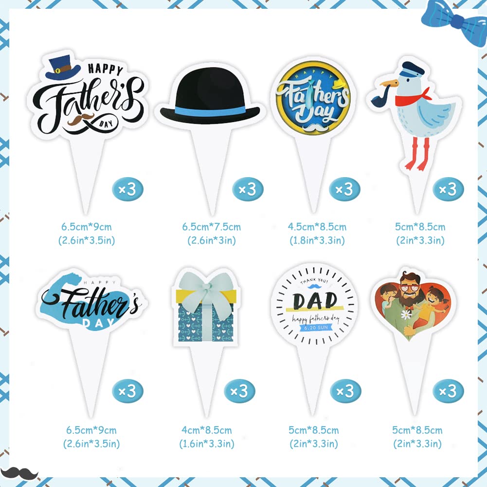 Partycolare- Kit Cake Topper Festa del Papà 3 Pezzi – Decorazioni Torta Love Baffi Cappello