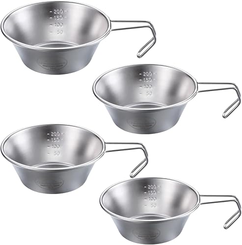 CAMPINGMOON 2pcs/4pcs Set Stainless Steel Camping Sierra Cup 310ml (4pcs Set)