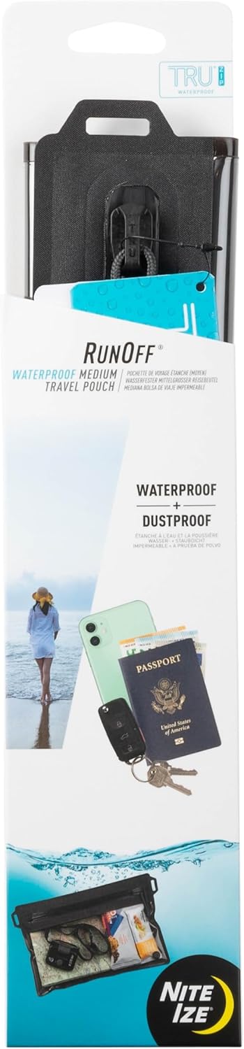 Nite Ize RunOff Waterproof Travel Pouch with TRU Zip - Dry Pouch for Phone & Travel Necessities - Touchscreen Friendly - Waterproof with Reliable Zipper - Medium, Charcoal