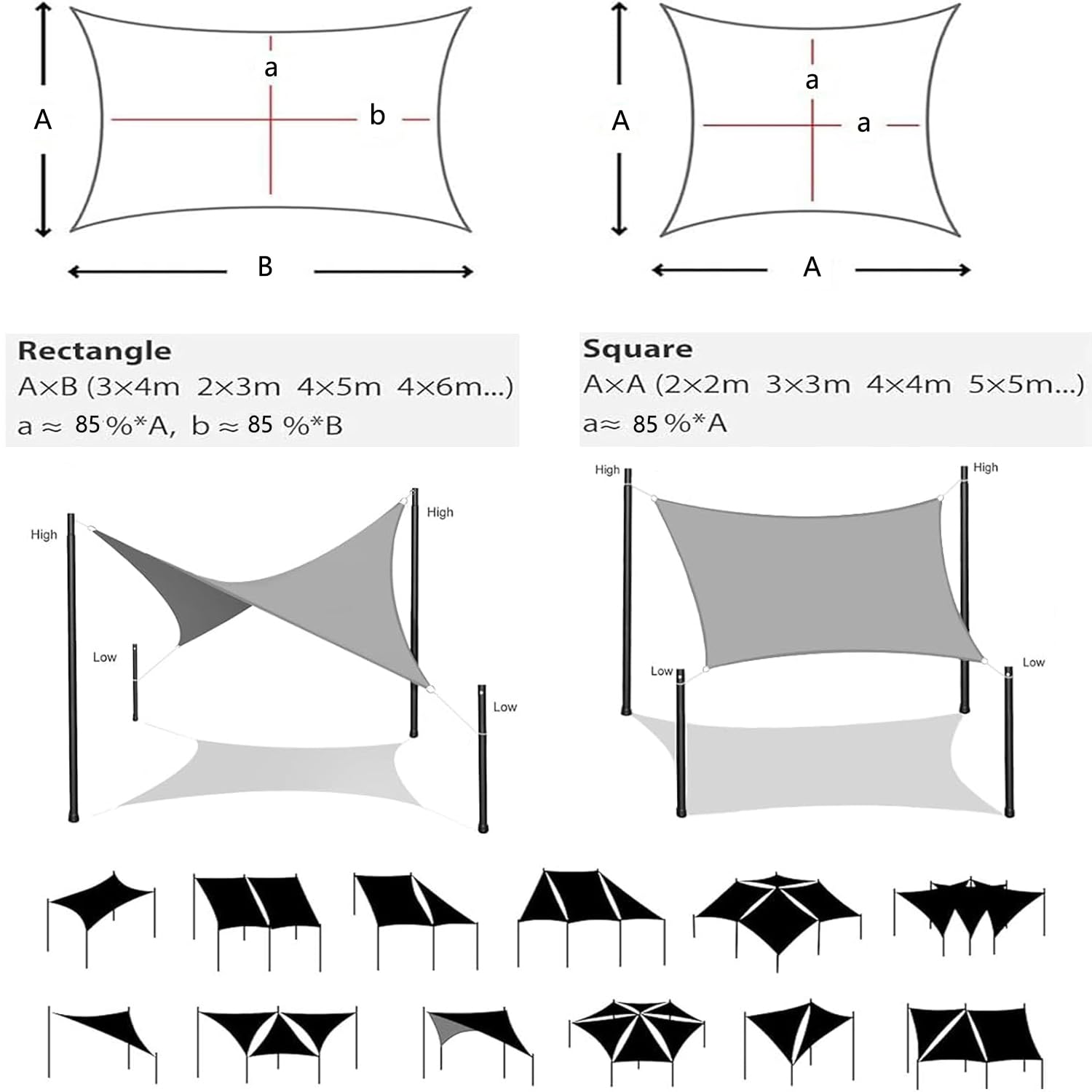 Shade Cloth Rectangle Waterproof 1x2.5M Sun Shade Sail Large Cooling Shade UV Rays Blocking Breathable Sun Sail for Patio Garden Pools Kennel Greenhouse Plant Light grey - Image 7