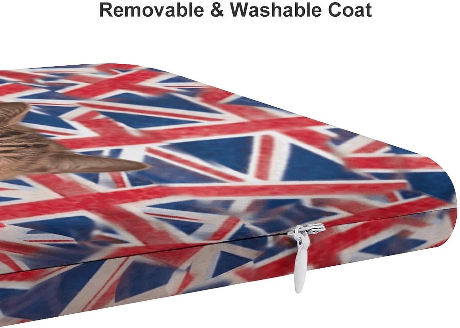 Cat British Flag Bunting Chair Cushion Floor Pillow Stool Cushion | Cushions with Removable Cover with Square Memory for for Chair Living Room Balcony Office Sofa,13.8*15*1.2 Inch