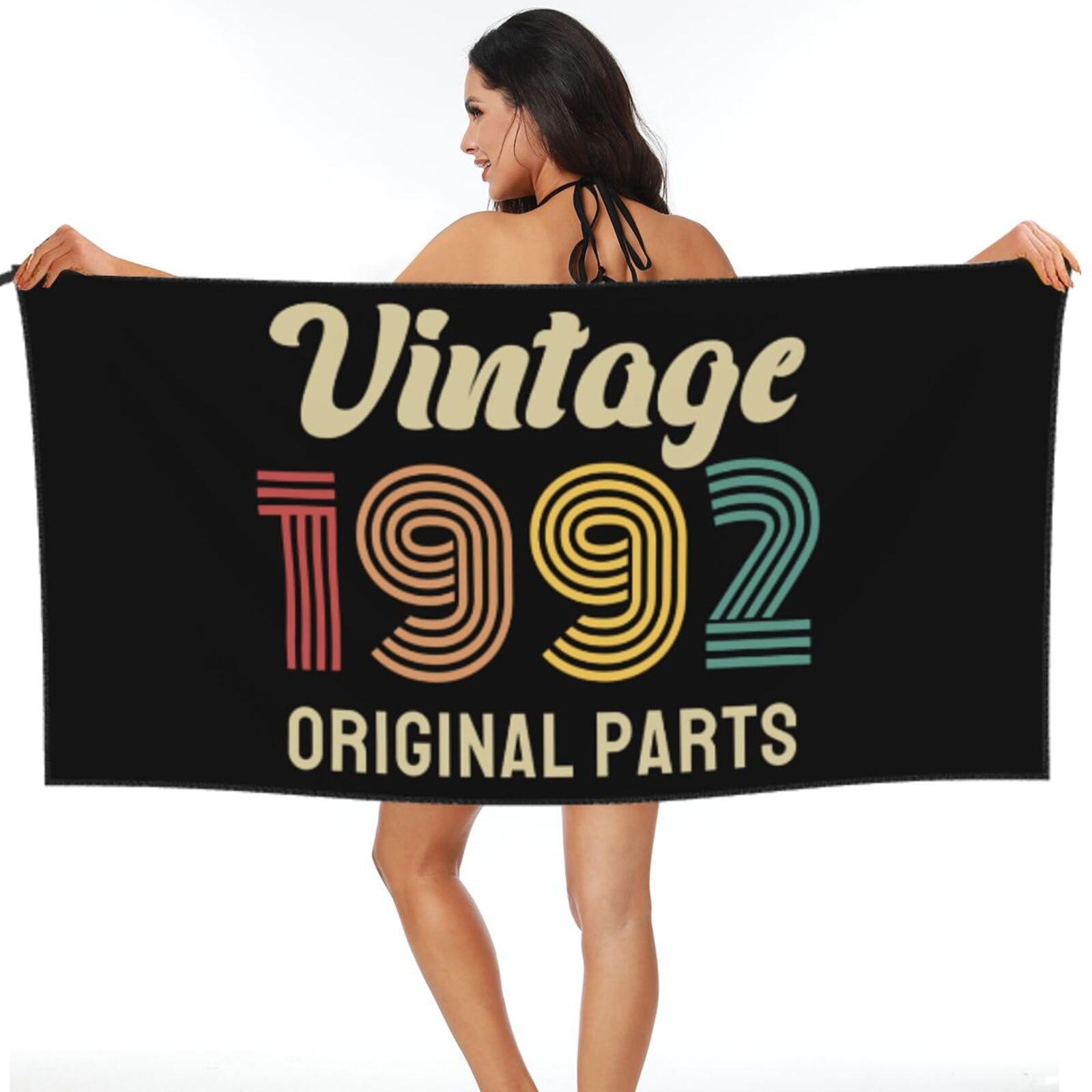 Drap de plage portable et léger motif vintage 1992 pour le voyage compact