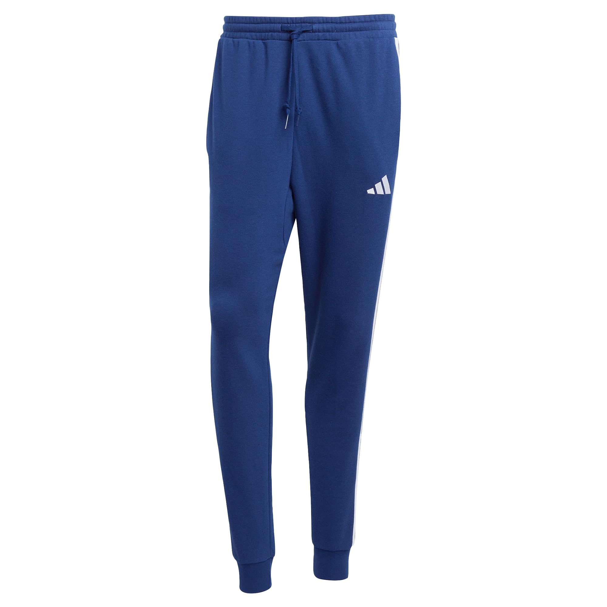 adidas Men's Essential Three Stripes French Terry Pants, Dark Blue/White, XXL