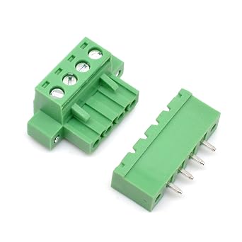 10-Pack 4-Pin 5.08mm Pitch PCB Pluggable Terminal Block Connectors Screw Type, 300V 15A, PA66 Housing for DIY Electronics, Automation, Control Systems Green