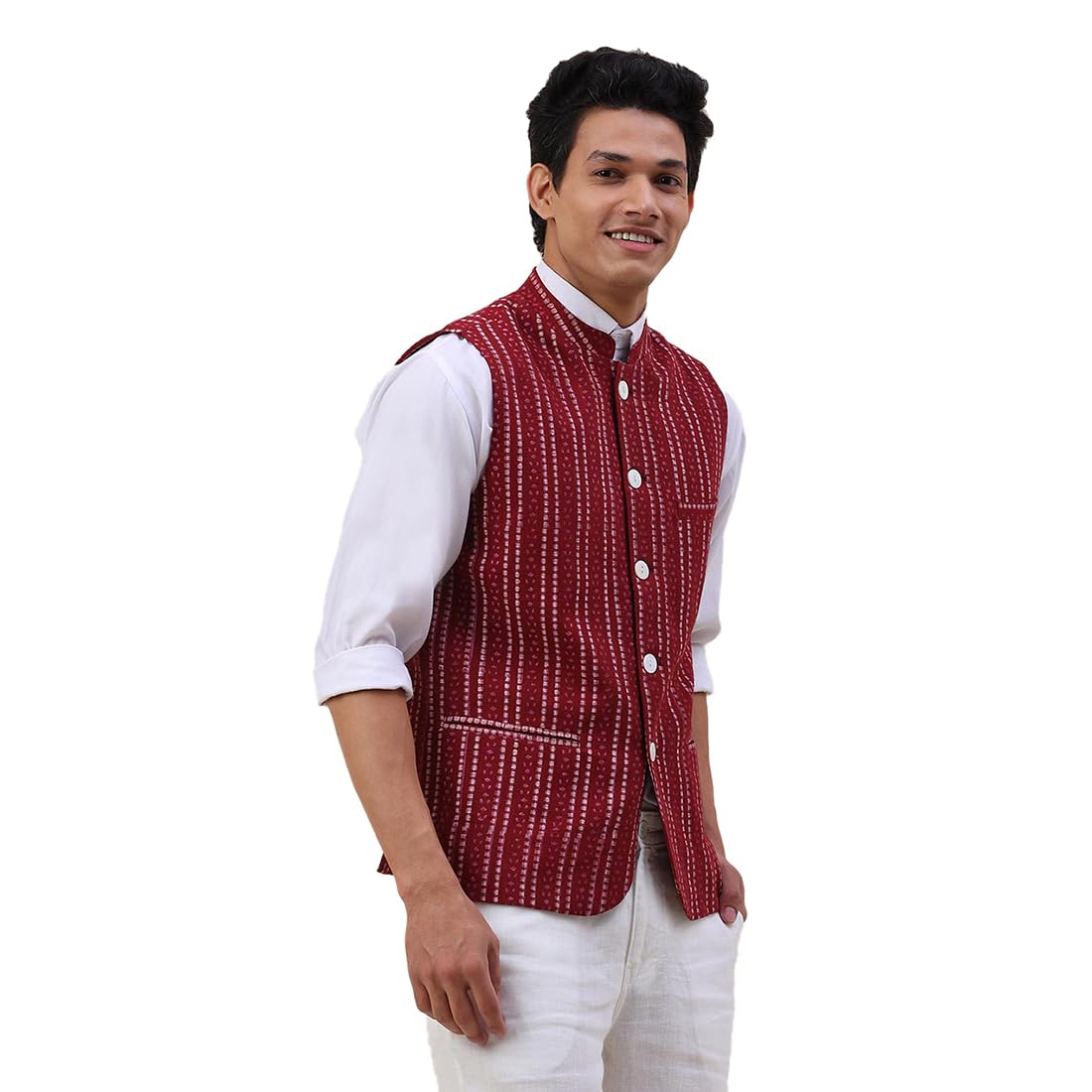 Fabindia Men's Nehru Jacket (20028441_Maroon