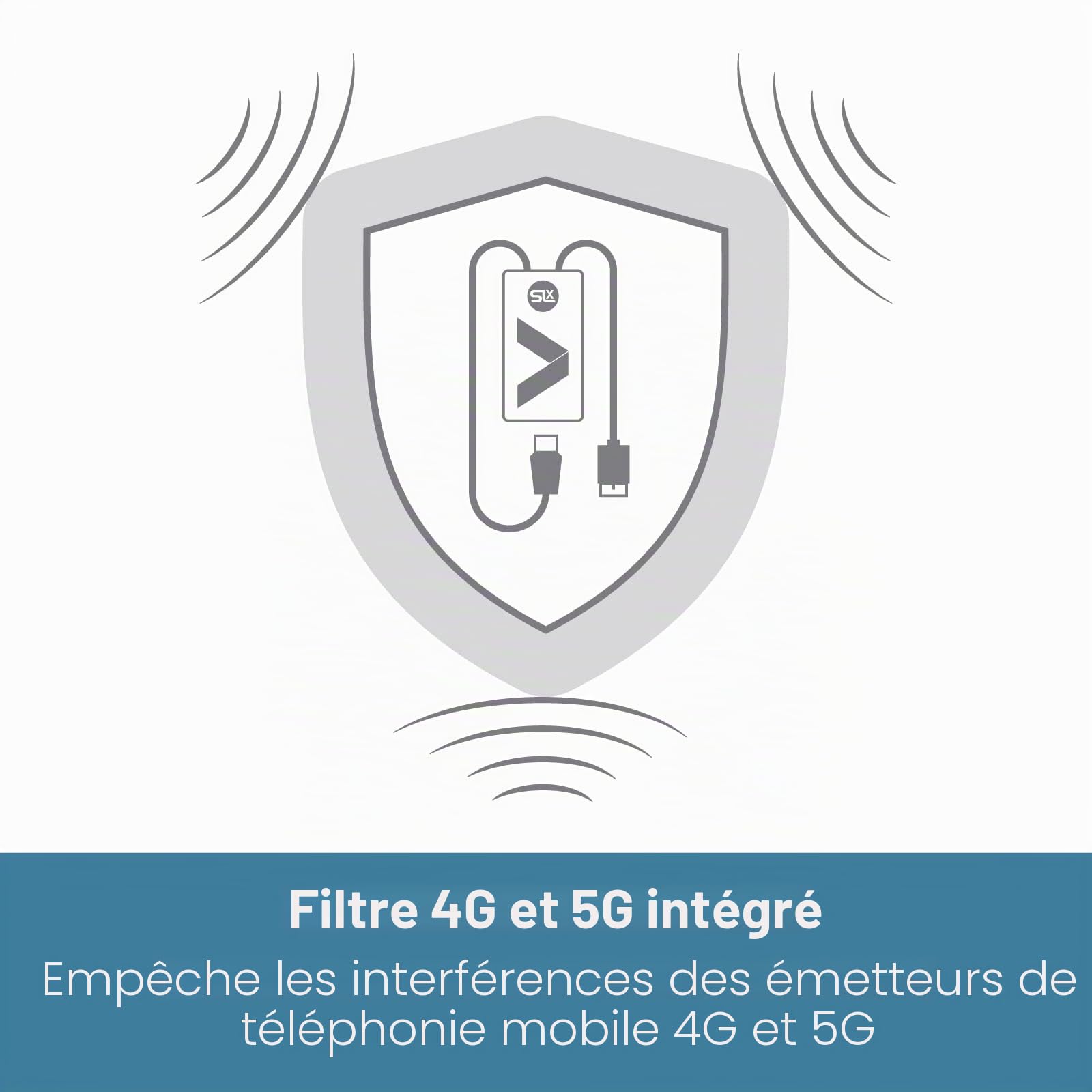SLx Amplificateur de signal pour TV/Digital Freeview avec filtre 4G intégré et filtre 5G – Amplificateur compact alimenté par USB pour TV, antenne
