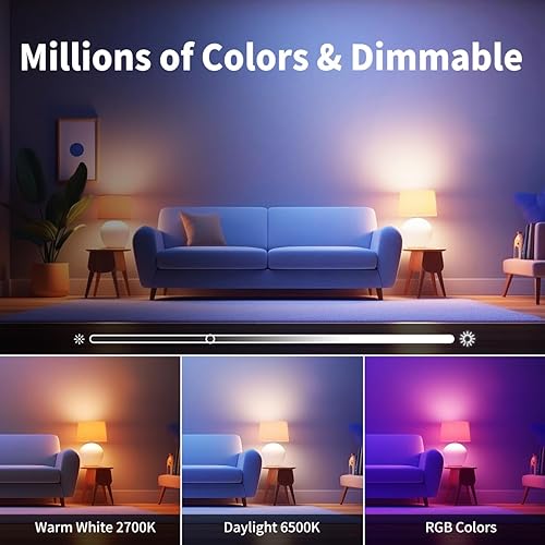 Miniatura 3 de ANWIO Matter - Bombillas inteligentes de 8.5 W (60 W de reemplazo) Bombilla LED A19 E26 compatible con la aplicación SmartThings, Alexa, Google