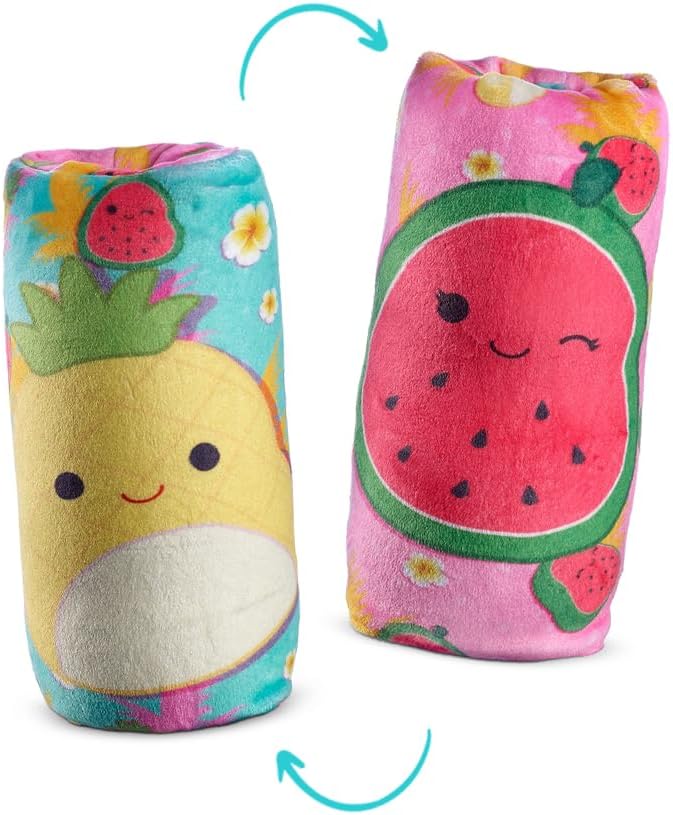 Top Trenz Squishmallows Flippin' Cute Reversible Water Wiggler, Sensory Plush Snake with Maui The Pineapple & Wanda The Watermelon, Classroom Fidget Toy & Party Favors (1 Water Wiggler Toy)