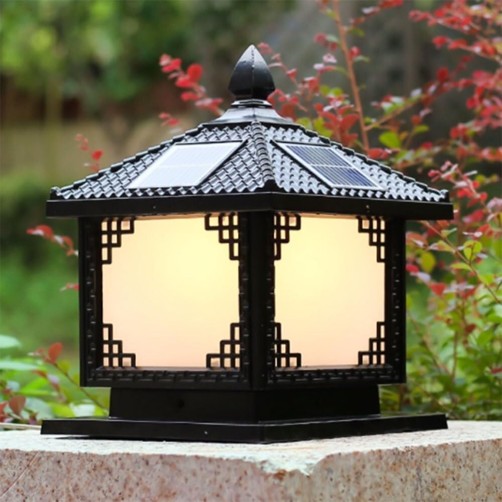Klasyczna lampa solarna wodoodporna zewnętrzna lampa filarowa willa ceglana lampa filarowa do krajobrazu chodnik ogrodzenie(25CM)