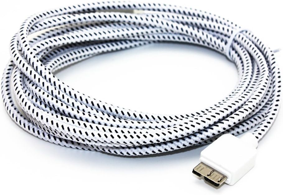 Braided 10FT Micro USB 3.0 Charger Sync Data Cable For Samsung Galaxy S5 i9600 Note 3 N9000 (White)