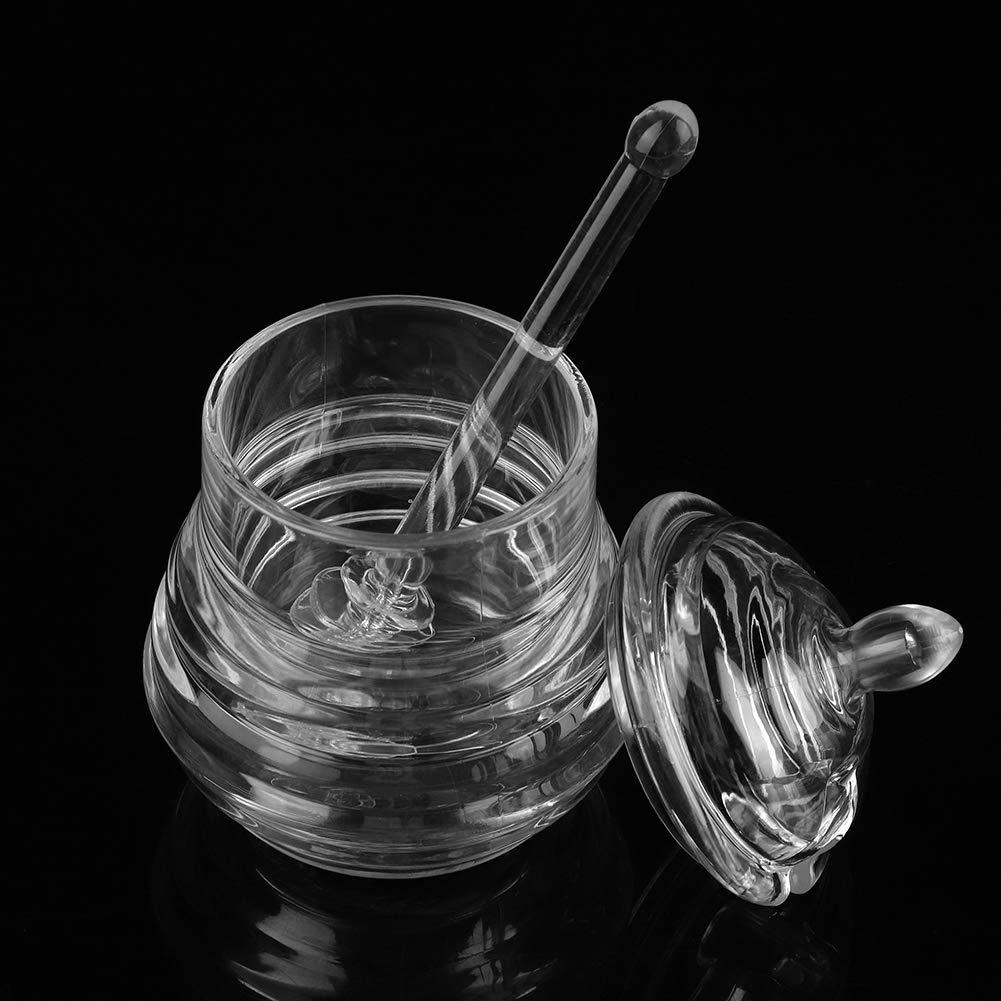 Honey Jar, Honey Pot Glass Honey Dispenser Jar for Home Kitchen Store Honey and Syrup