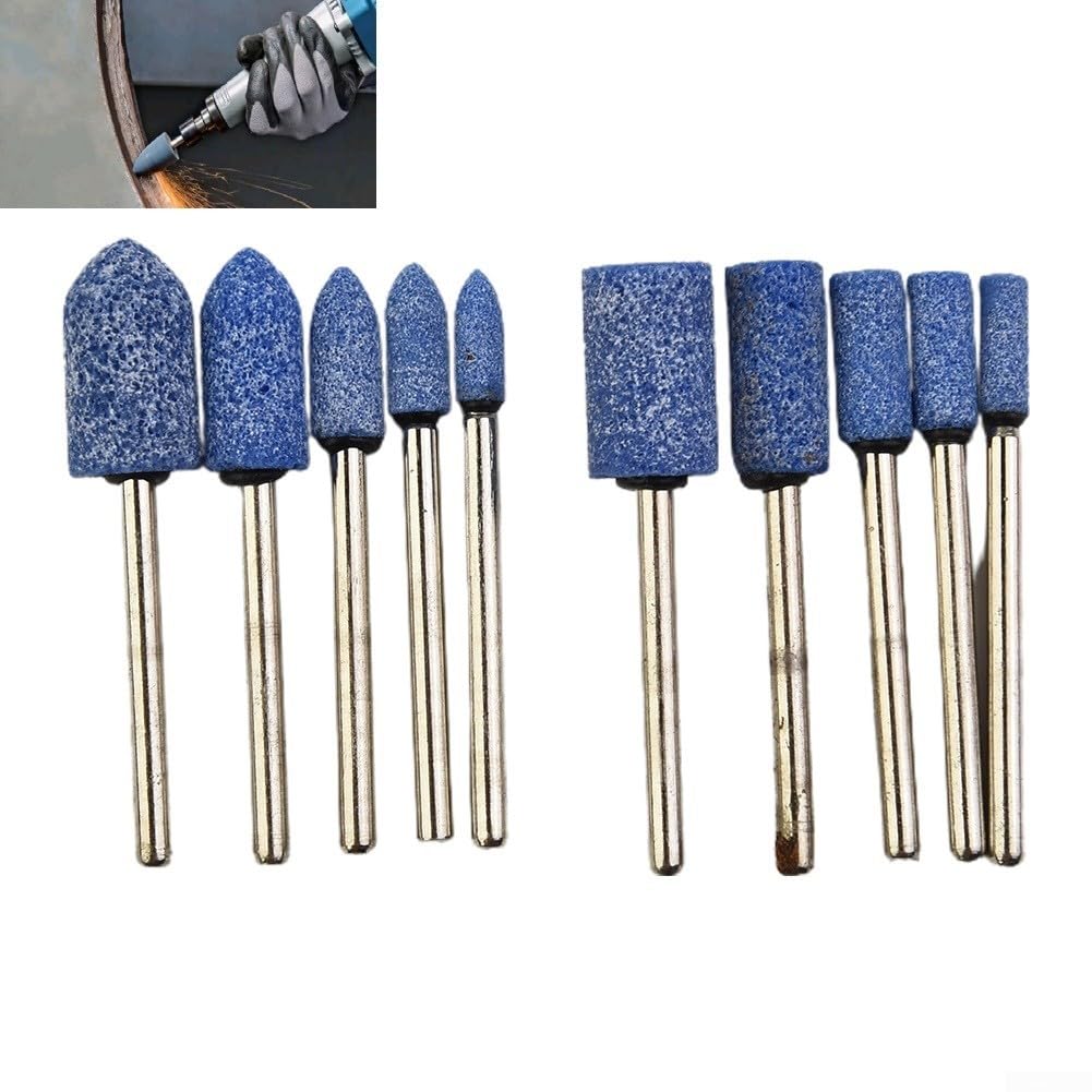 Eawfgtuw Set di punte per smerigliatura in ceramica, 10 pezzi, kit di punte rotanti per metallo, legno, lucidatura di giada, compatibile con fusti con gambo da 1/8 di pollice