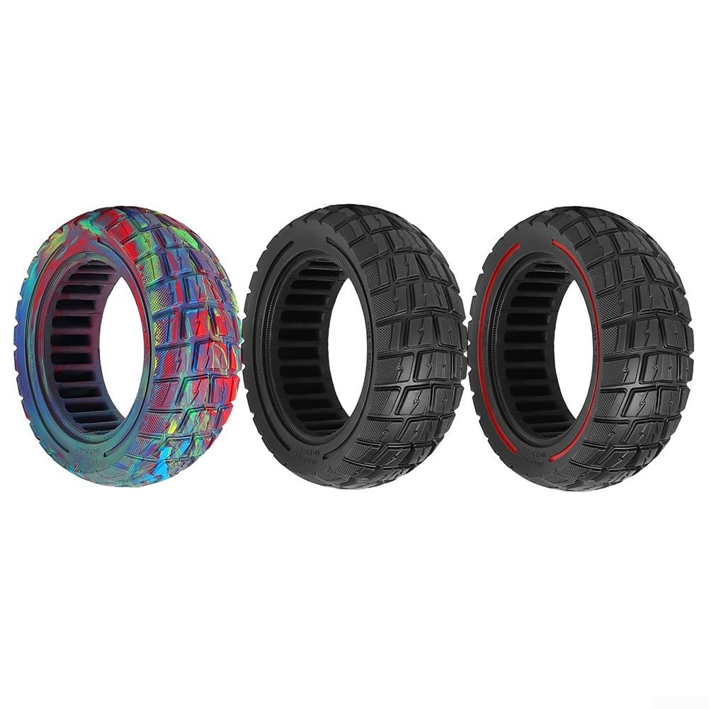 25,4 cm (10 Zoll) 90/65-6,5 Off-Road-Vollgummireifen, tiefes Profil, rutschfest, schlauchloses Design für Zero 11X für Dualtron für Kaabo für Speedual Elektroroller, schwarze, rote Linie