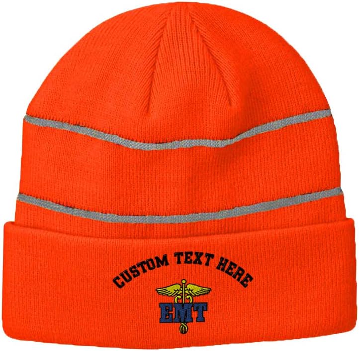 Custom Reflective Beanie EMT Paramedic B Embroidery Acrylic