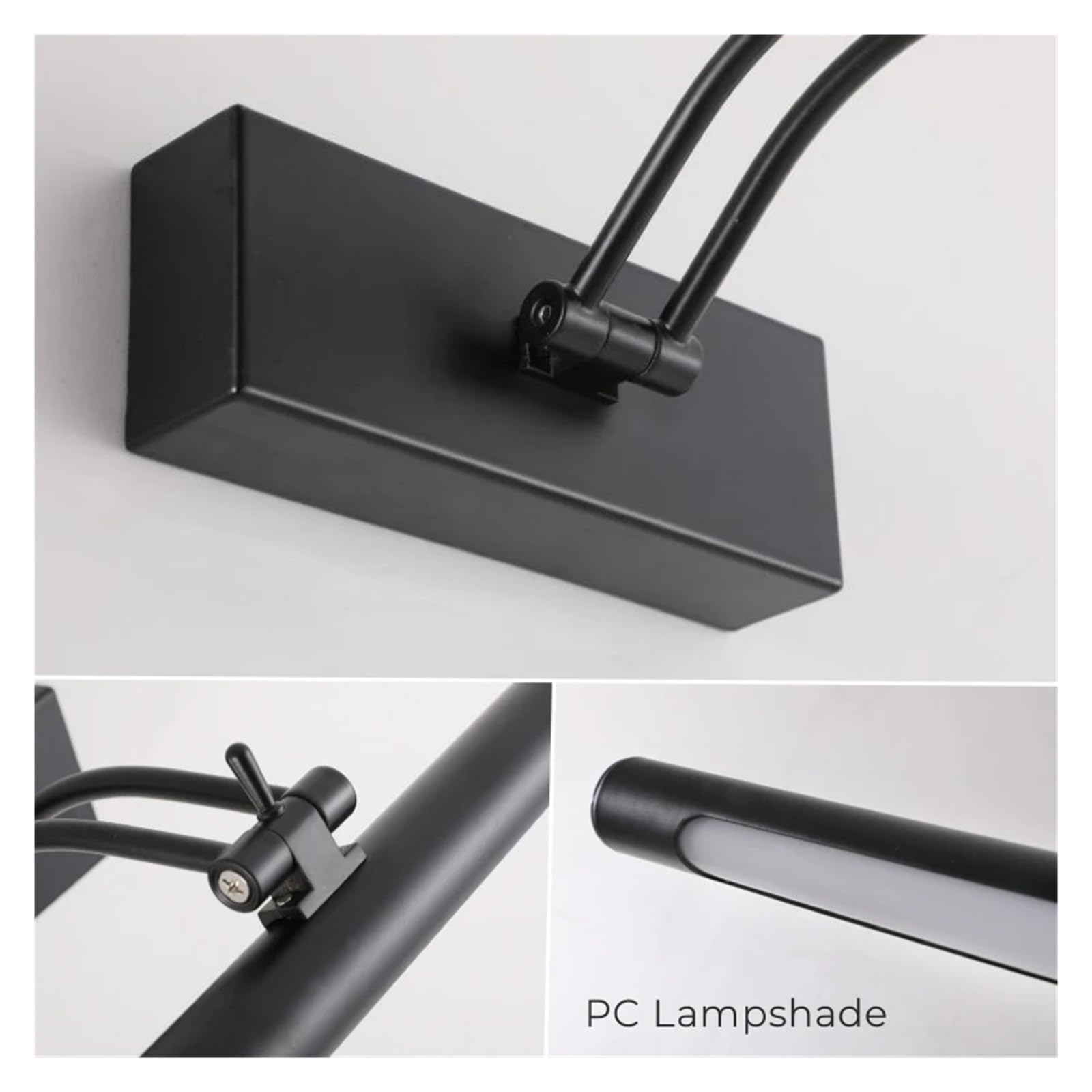 Nowoczesna lampa ścienna LED Vanity 40/55 cm Lustro łazienkowe Czarny kinkiet Kosmetyczka Sypialnia Warerproof Wewnętrzna oprawa ścienna(Nature,BLACK_12W55CM)