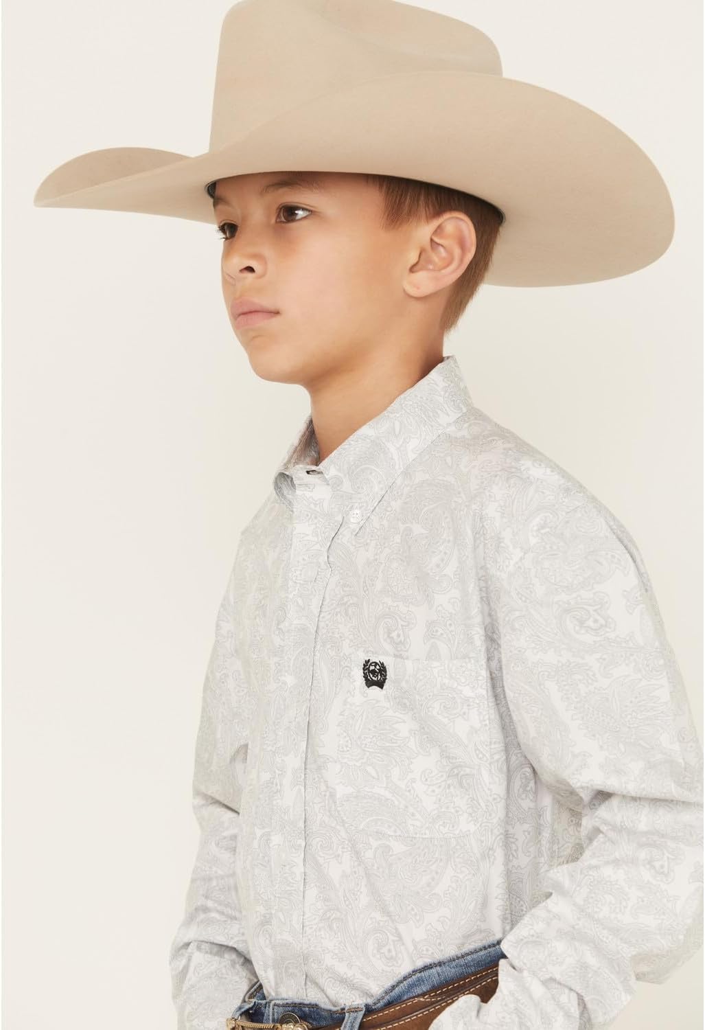 Cinch Boys' Paisley Print Long Sleeve Button-Down Western Shirt - MTW7060393 X- US White