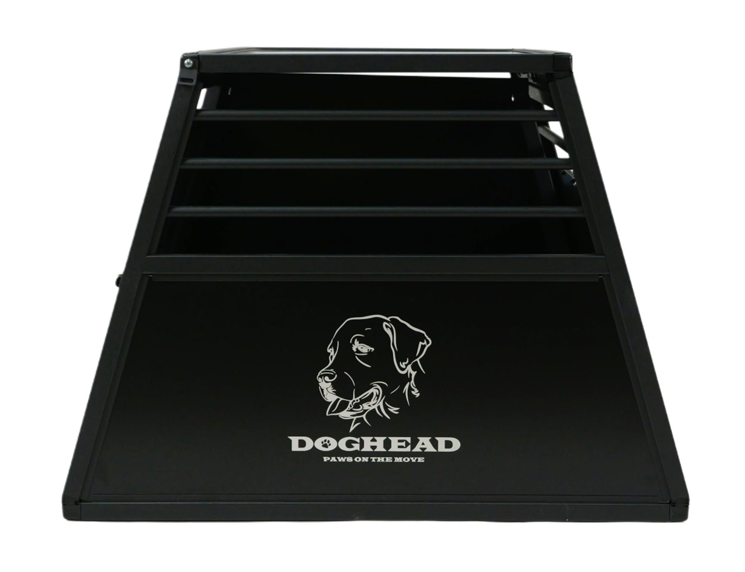 DOGHEAD Skrzynka transportowa dla psów Proline, podwójna, 95 x 85 x 63 cm, czarna, aluminium, obustronnie ścięta 75°, z wyjściem awaryjnym, nie nadaje się do kombi