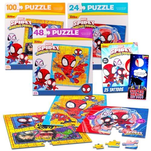 Spidey and Friends Jigsaw Puzzles for Kids, Ages 3-5 - 3 Pack Bundle