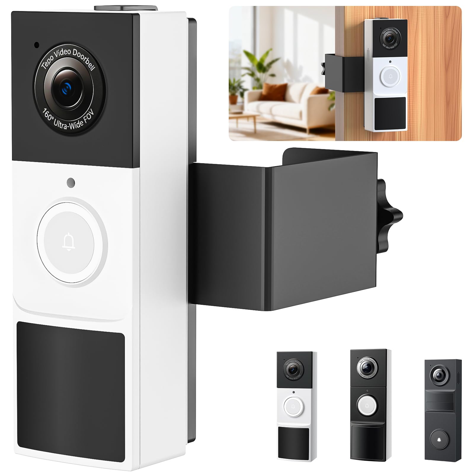 Anti-Theft Doorbell Mount for Tapo Doorbell Camera D210/D225, No Drill Video Doorbell Mount Adjustable Mounting Bracket for Tapo D210, Fully Metal Door Camera Mount for Home Apartment Rentals-image-32